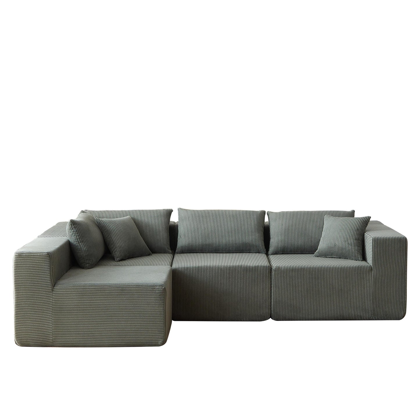 Canapé modulaire en L de 104 pouces en velours côtelé, ensemble de canapés de sol, canapé compressé rempli de mousse, combinaison gratuite de 4 pièces