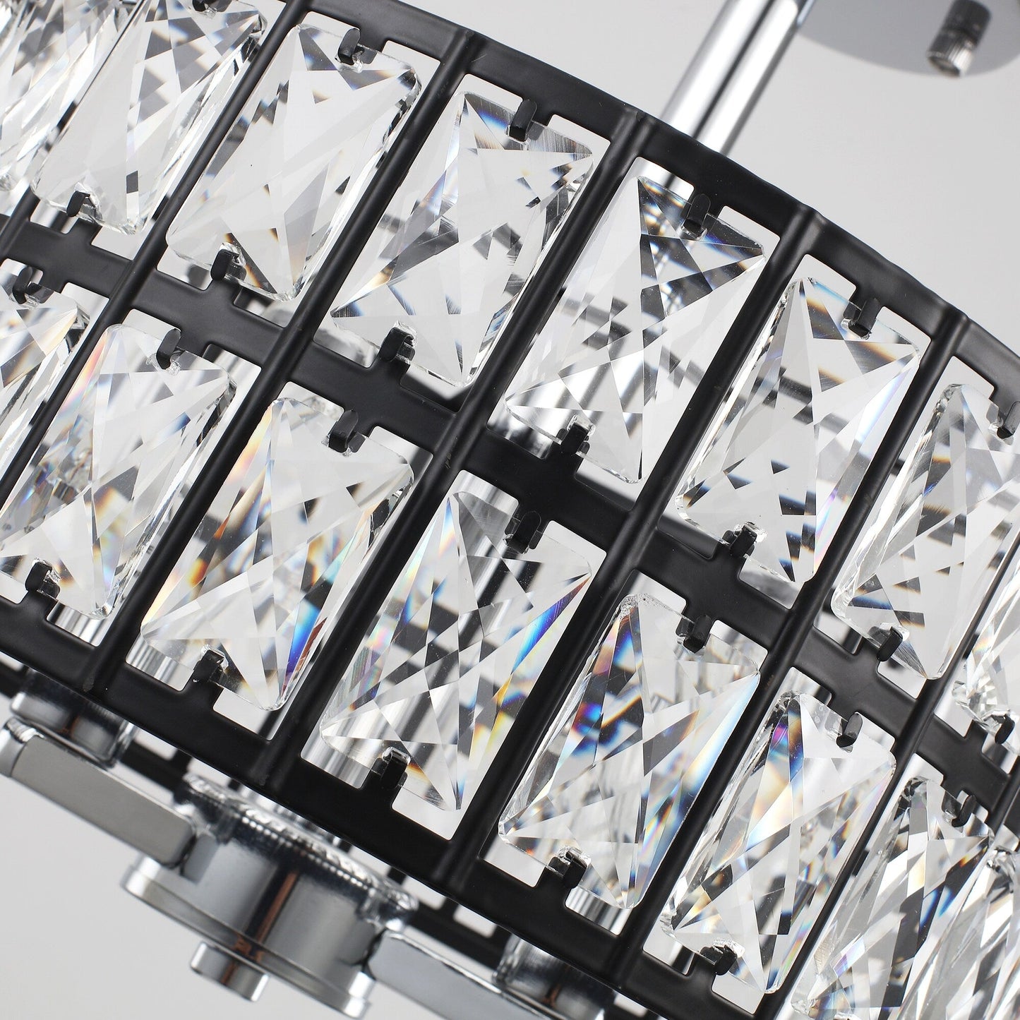 Plafonnier semi-encastré à 3 lumières en cristal pour salon et couloir