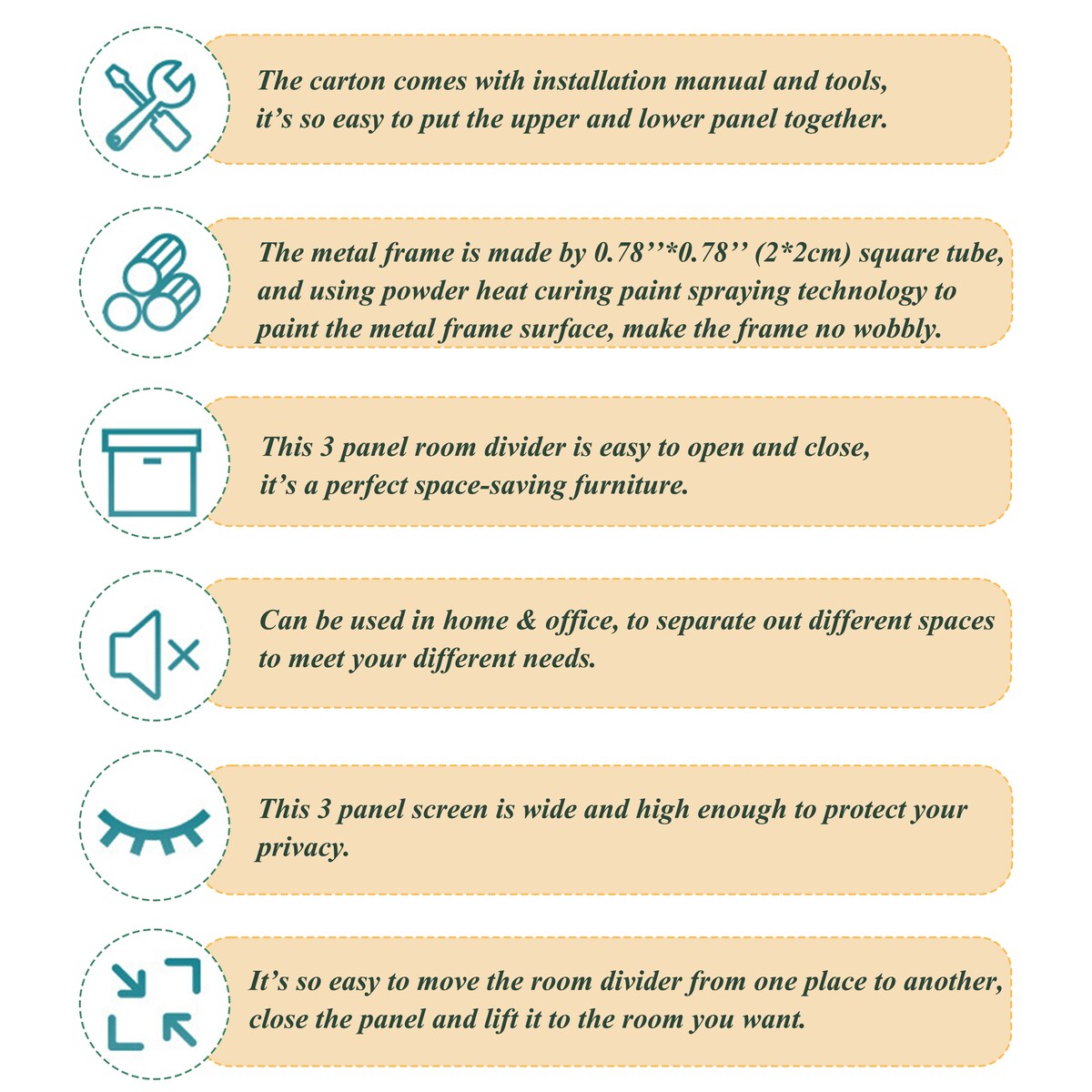 Cloisons de séparation à 3 panneaux et paravent pliable en bois naturel, cloison de séparation de 1,80 m pour séparation de pièce