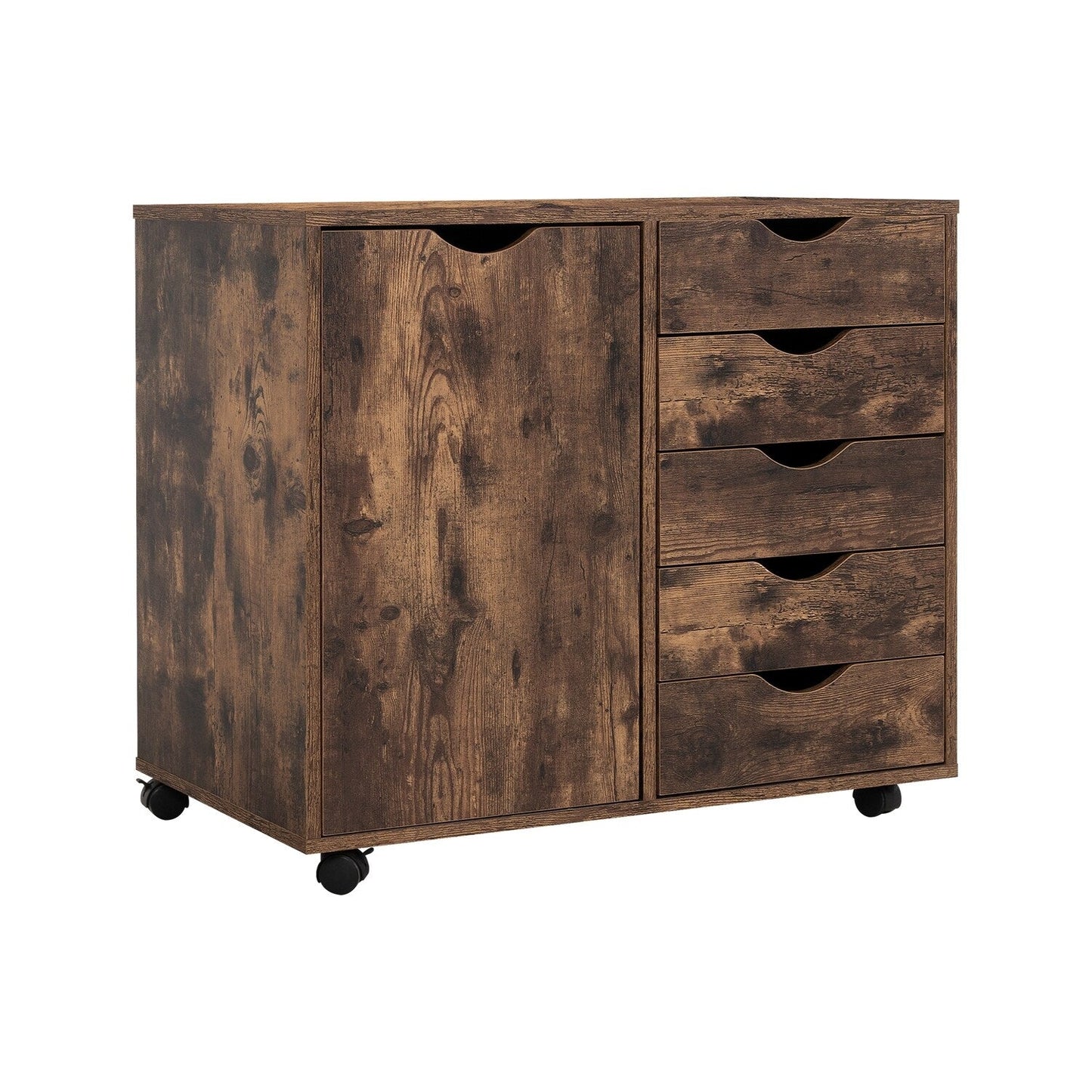 Commode de rangement en bois à 5 tiroirs avec roulettes - Organisateur d'artisanat et tiroir de maquillage pour placard et chambre