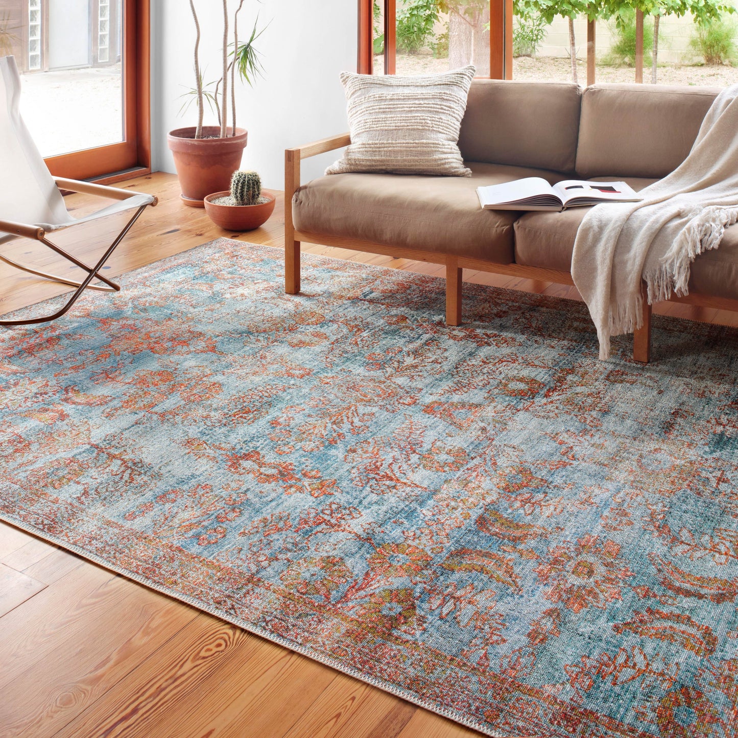 Tapis d'intérieur/extérieur botanique vieilli Alexander Home Luciano