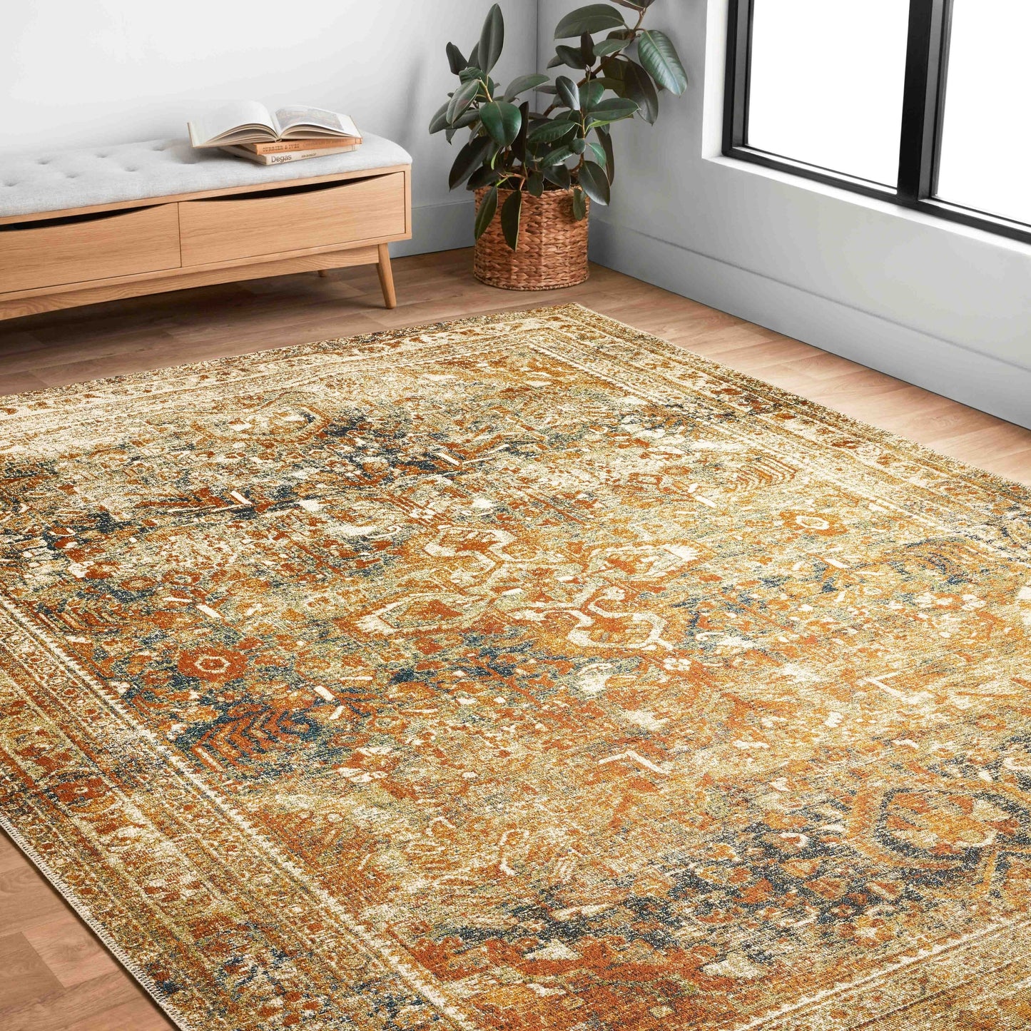 Tapis oriental d'intérieur/extérieur Alexander Home Luciano Lagoon