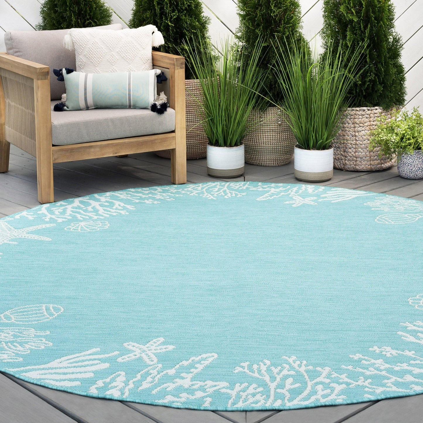 Tapis d'intérieur/extérieur à imprimé graphique côtier Exo