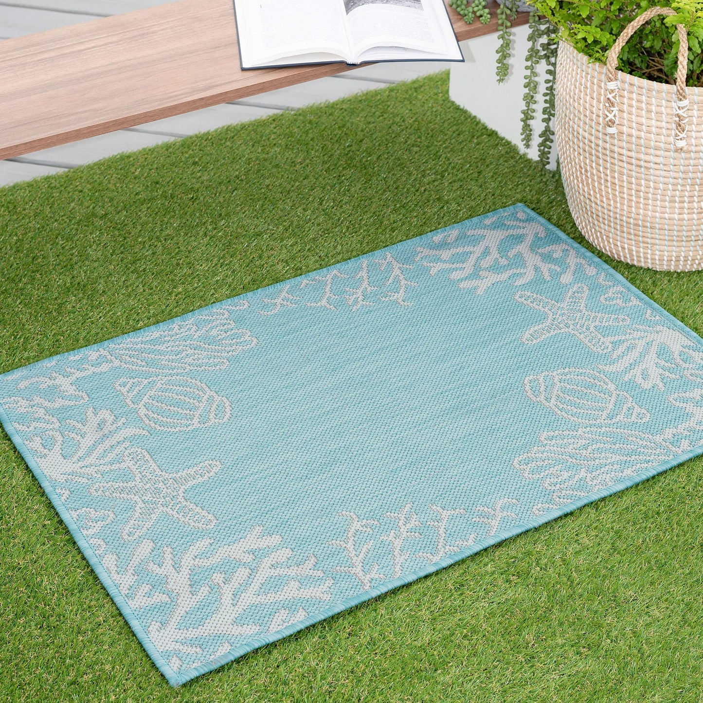 Tapis d'intérieur/extérieur à imprimé graphique côtier Exo