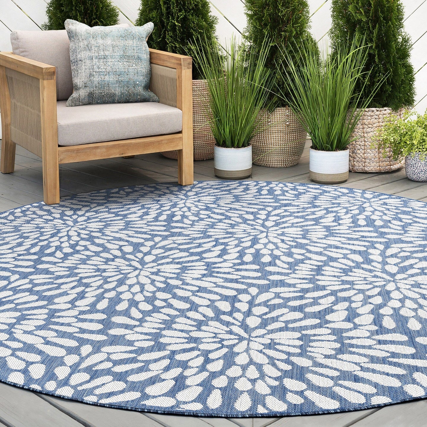 Tapis d'intérieur/extérieur à motif floral côtier Exo