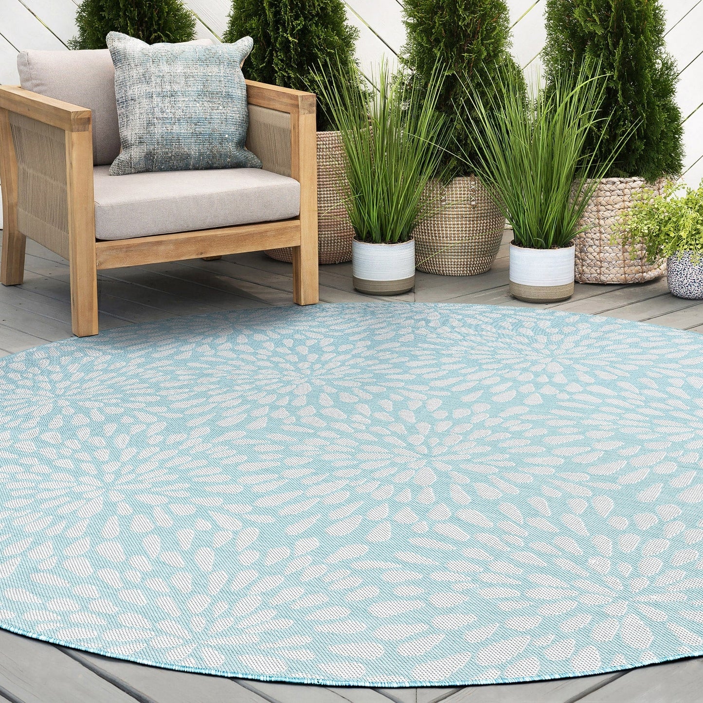Tapis d'intérieur/extérieur à motif floral côtier Exo