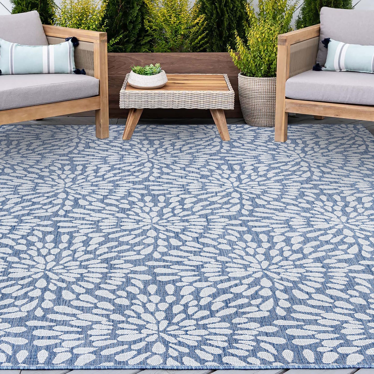 Tapis d'intérieur/extérieur à motif floral côtier Exo