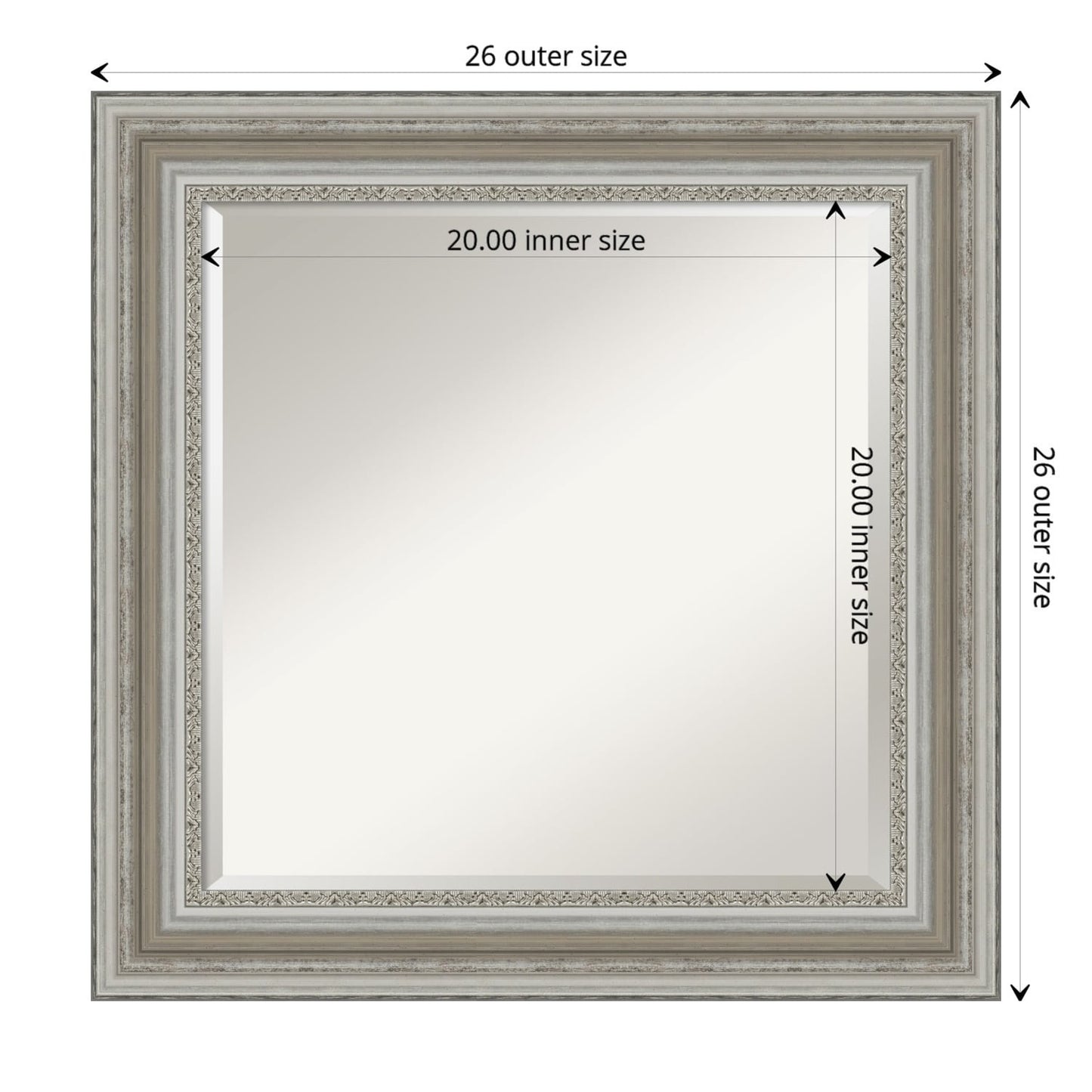 Miroir mural biseauté pour salle de bain - Cadre argenté Parlor