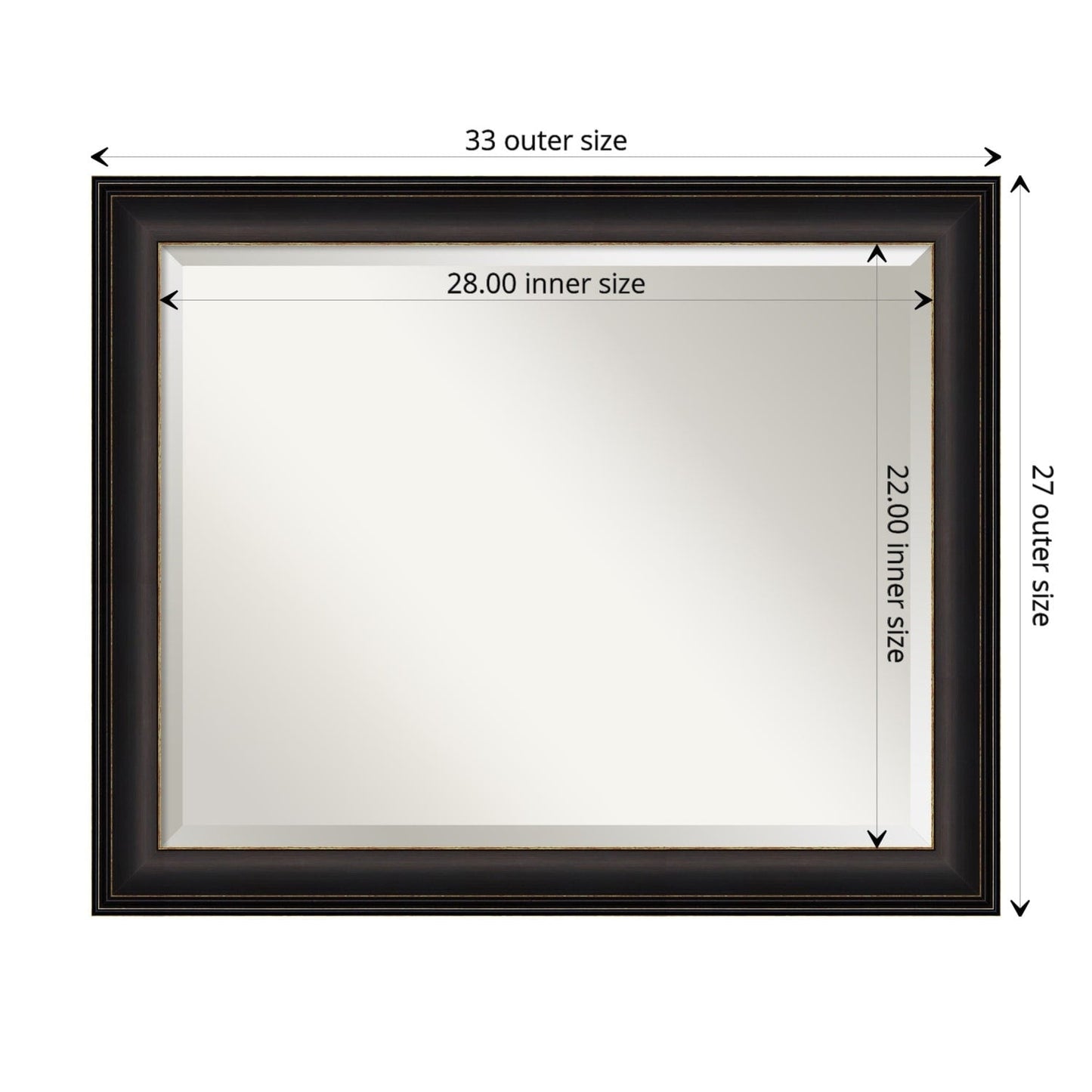 Miroir mural de salle de bain biseauté - Cadre en bronze huilé Trio - Bronze huilé Trio