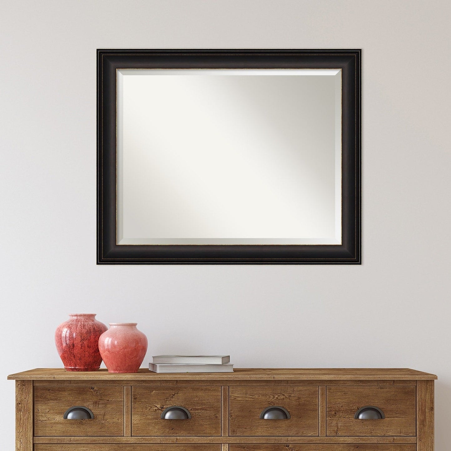Miroir mural de salle de bain biseauté - Cadre en bronze huilé Trio - Bronze huilé Trio