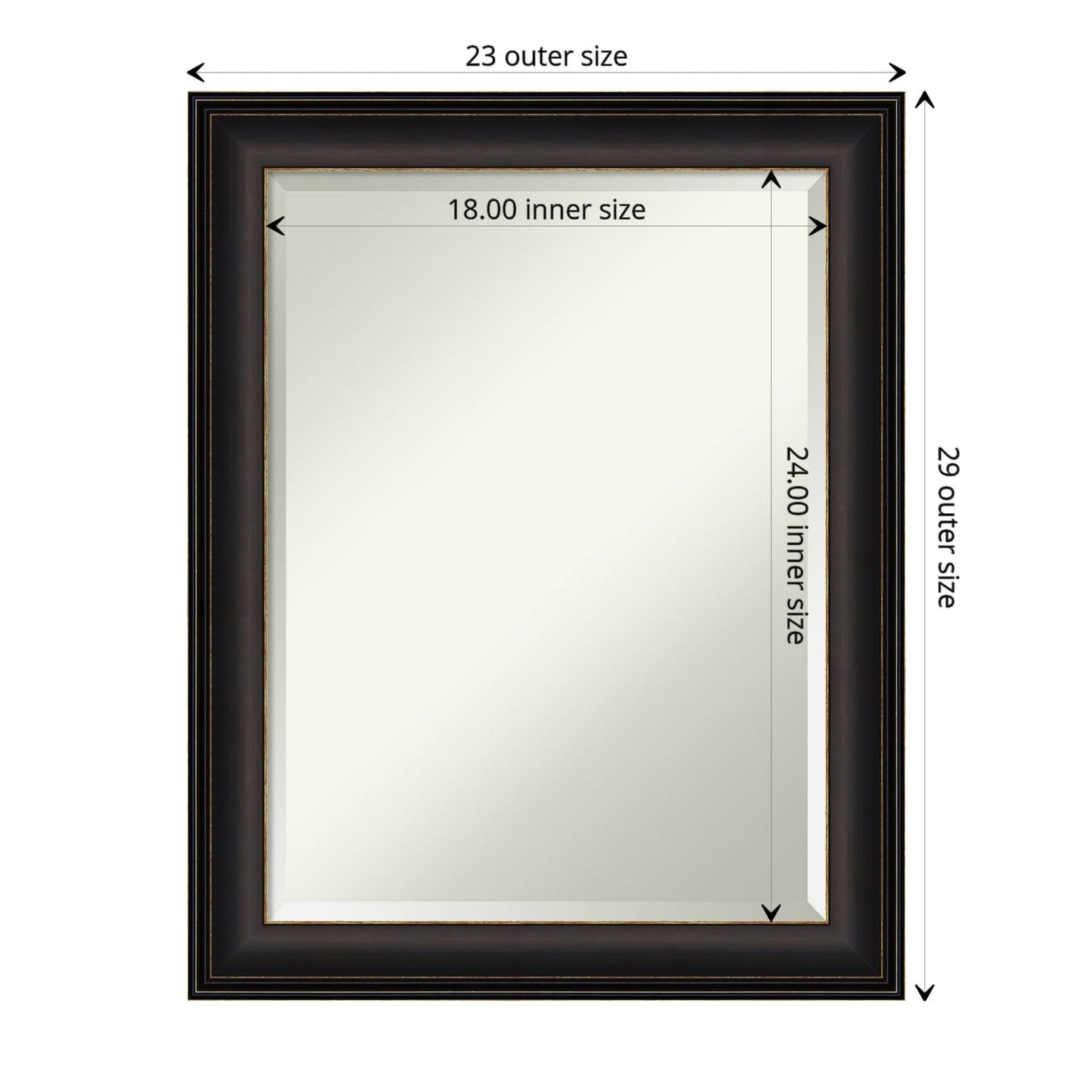 Miroir mural de salle de bain biseauté - Cadre en bronze huilé Trio - Bronze huilé Trio