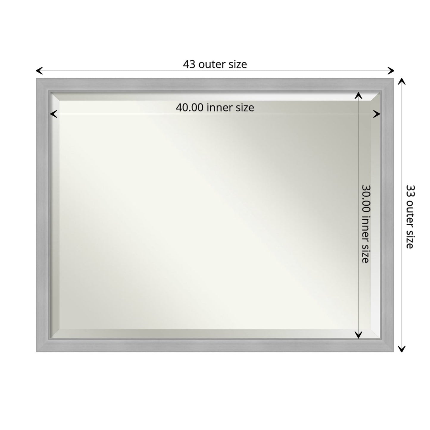 Miroir mural biseauté pour salle de bain - Cadre en nickel brossé Vista