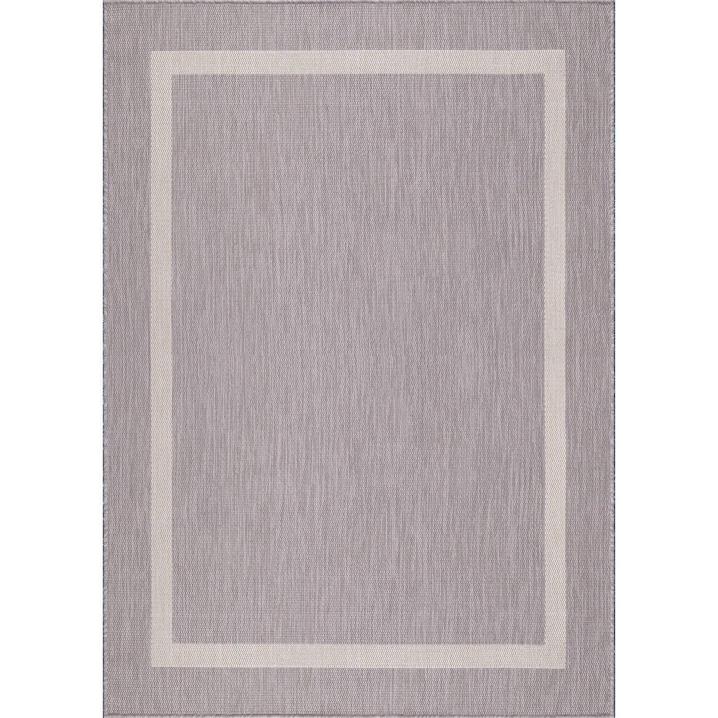 Tapis d'intérieur/extérieur moderne à bordures Beverly Rug, moquette d'extérieur pour patio, terrasse, porche