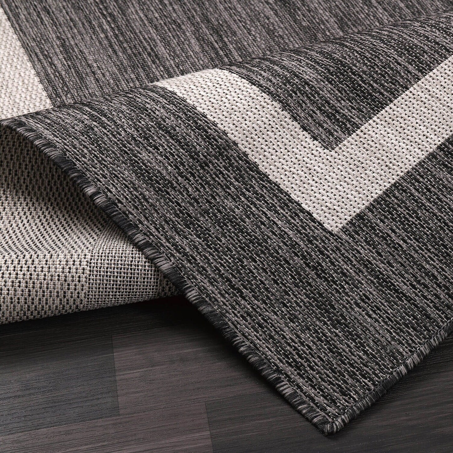 Tapis d'intérieur/extérieur moderne à bordures Beverly Rug, moquette d'extérieur pour patio, terrasse, porche