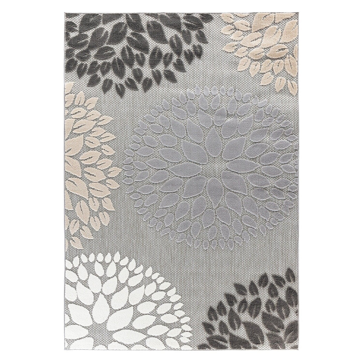 Tapis d'intérieur/extérieur Brescia Modern Floral Circles