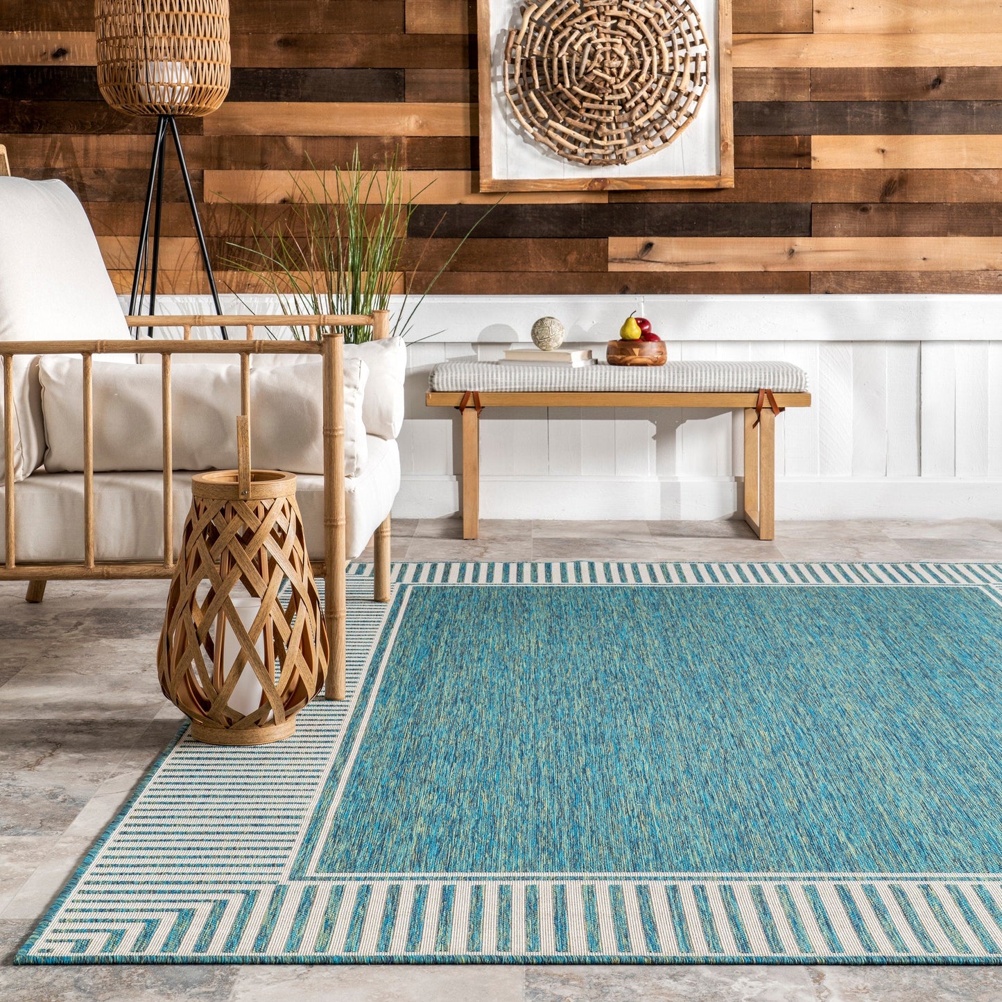 Tapis d'intérieur/extérieur classique à bordures Nuloom Leah