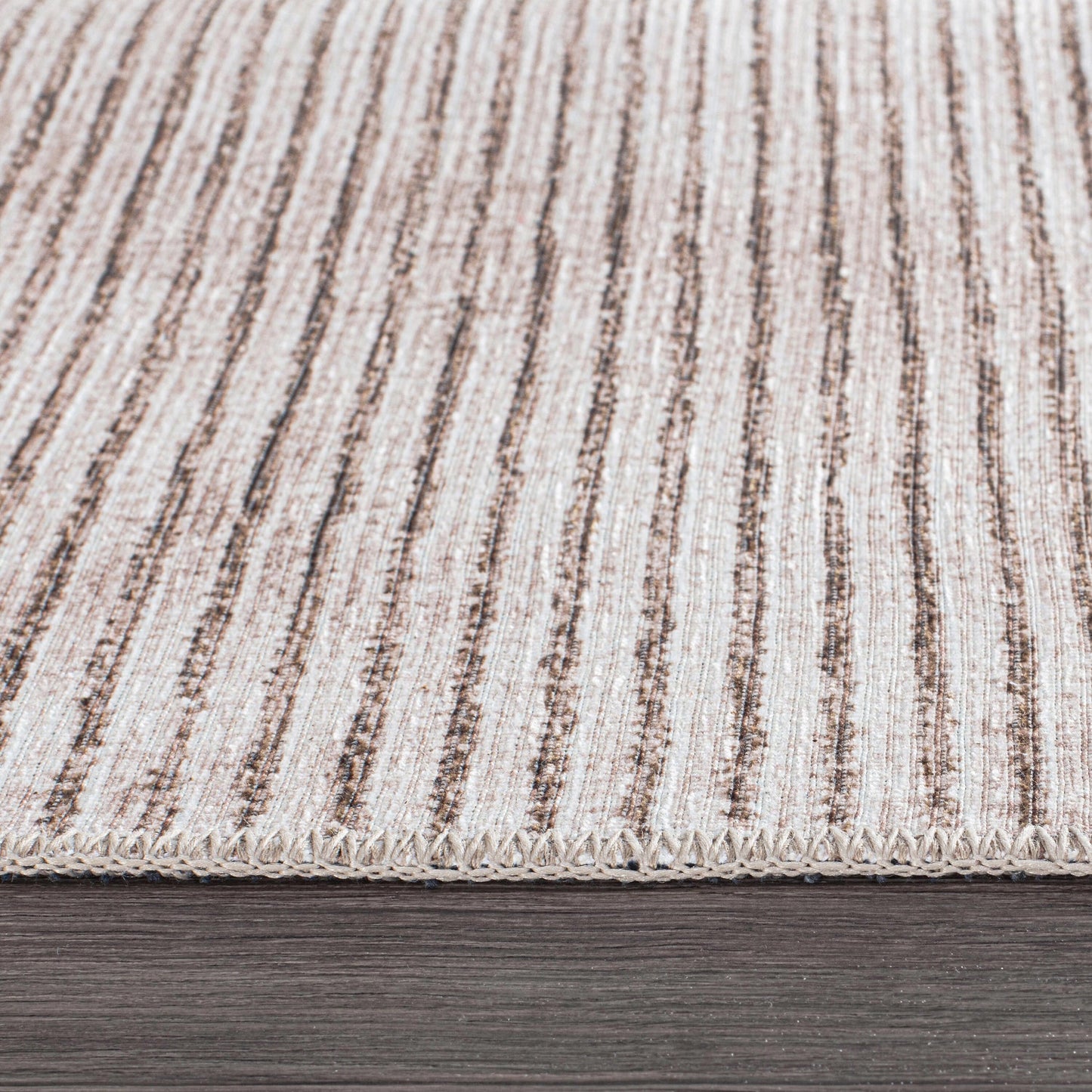 Tapis contemporain à rayures vieillies lavable en machine