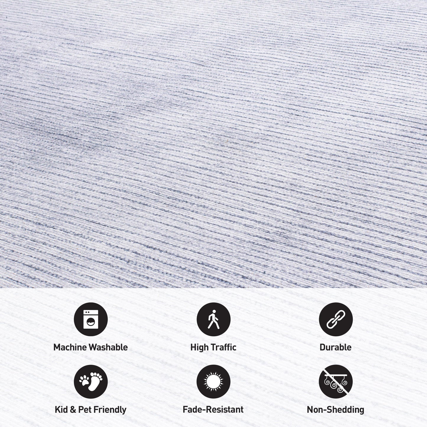 Tapis contemporain à rayures vieillies lavable en machine
