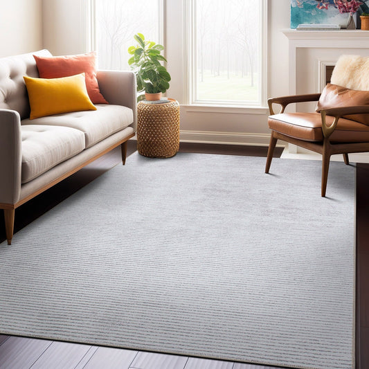 Tapis contemporain à rayures vieillies lavable en machine