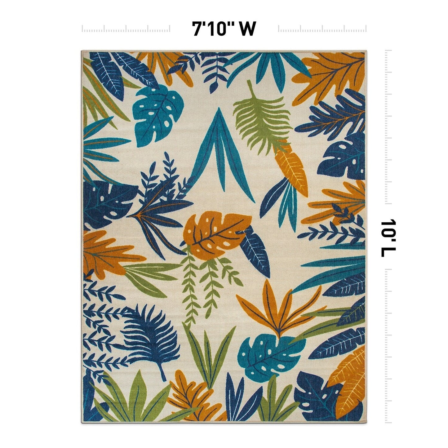 Tapis d'intérieur/extérieur à feuilles florales contemporaines
