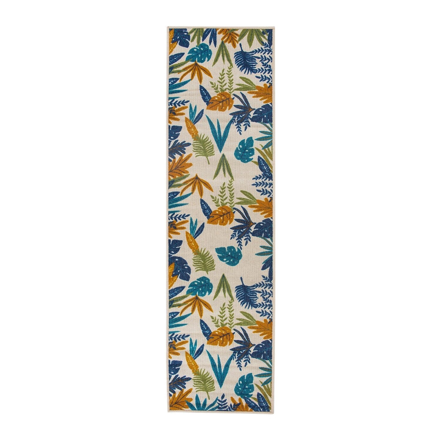 Tapis d'intérieur/extérieur à feuilles florales contemporaines