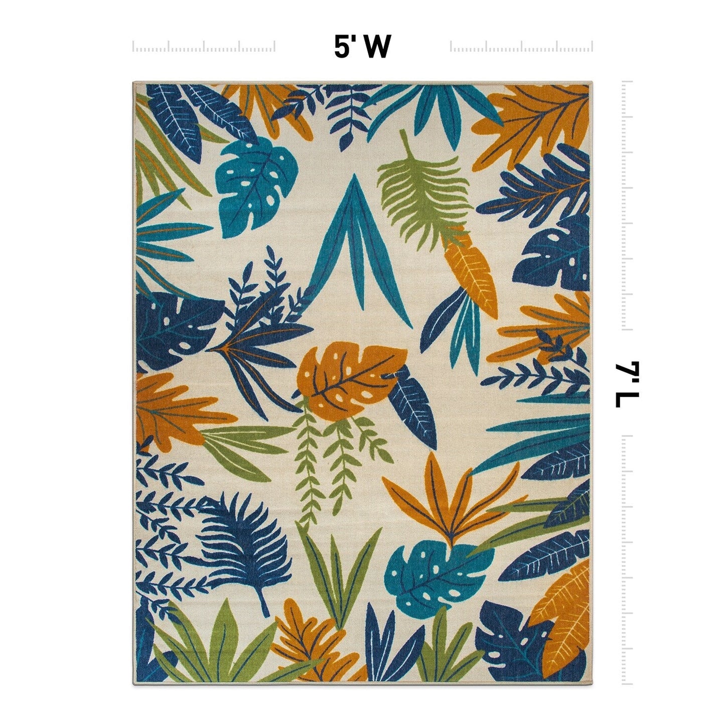Tapis d'intérieur/extérieur à feuilles florales contemporaines
