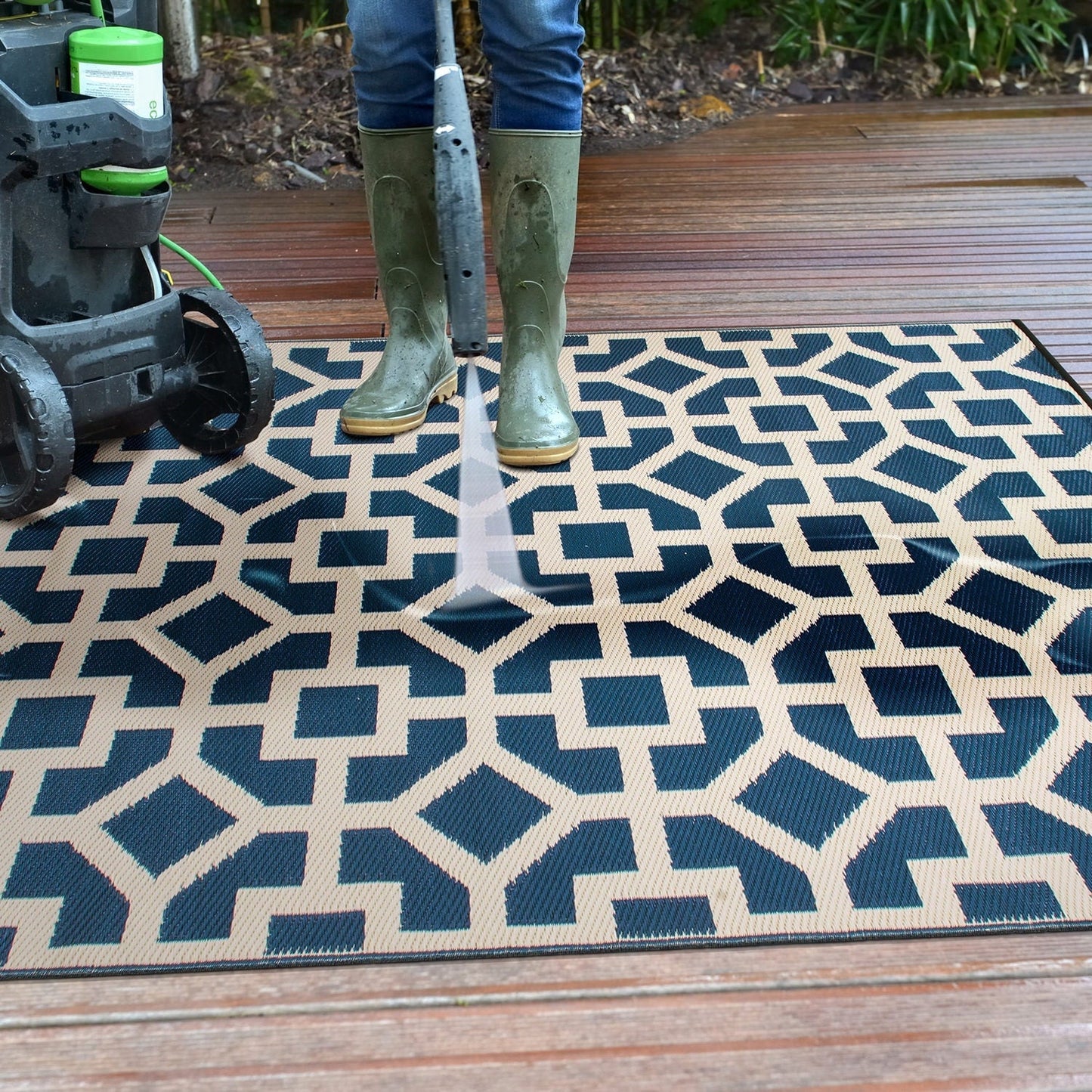 Tapis d'extérieur réversibles en plastique à motifs géométriques contemporains
