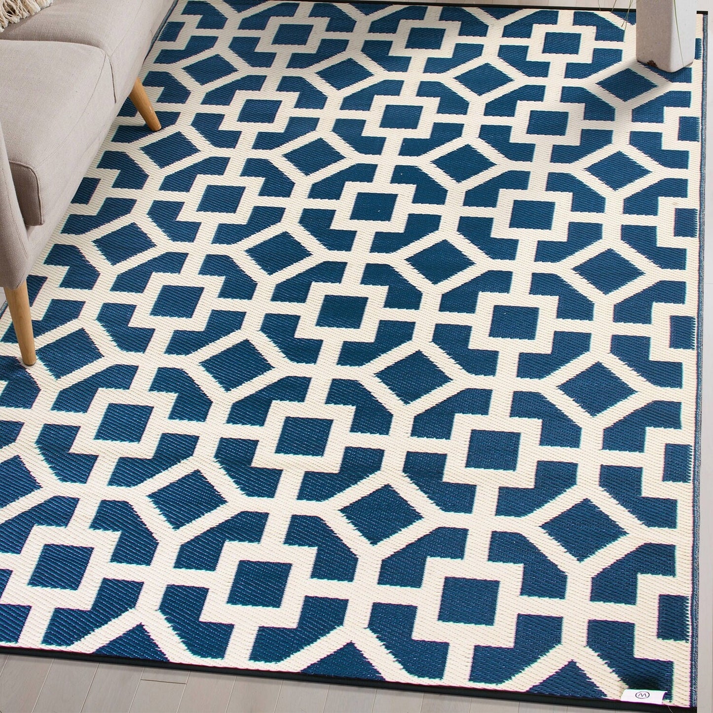 Tapis d'extérieur réversibles en plastique à motifs géométriques contemporains