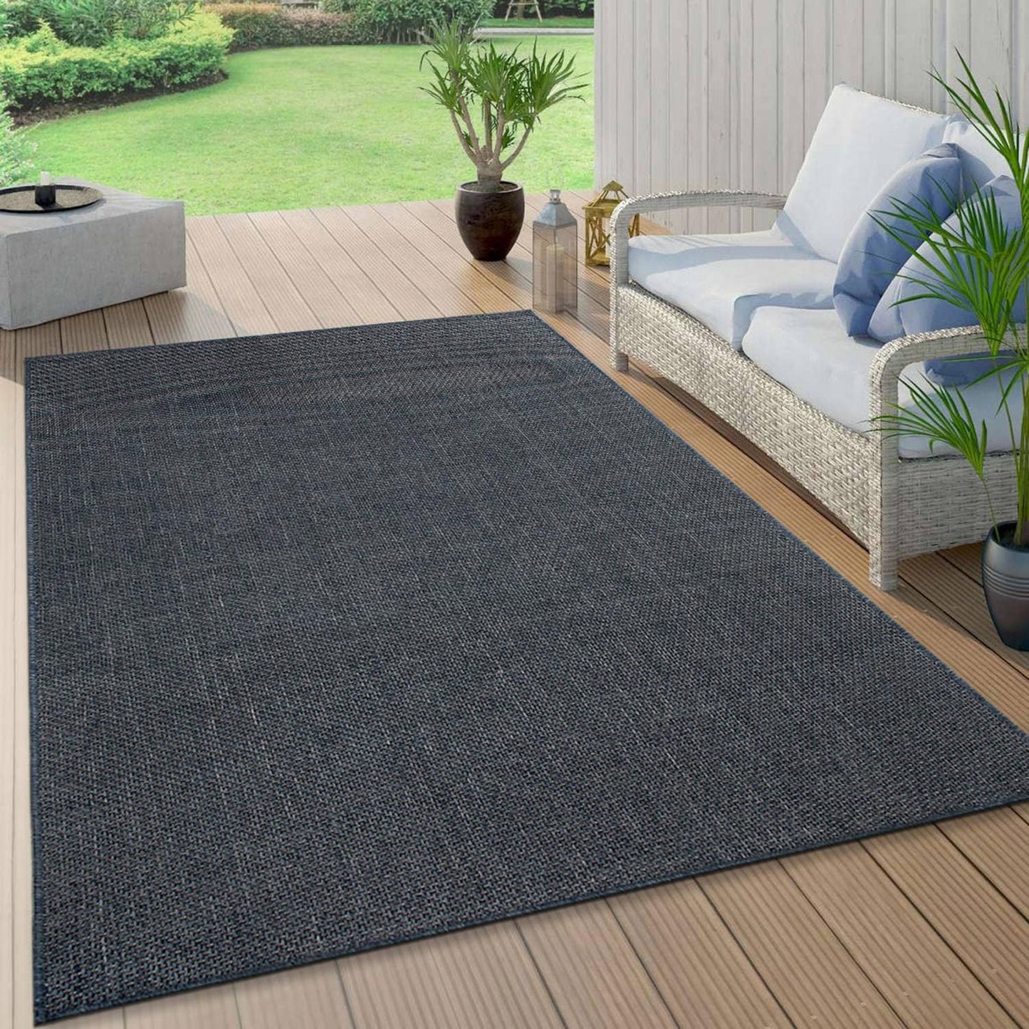 Tapis contemporain solide pour intérieur/extérieur