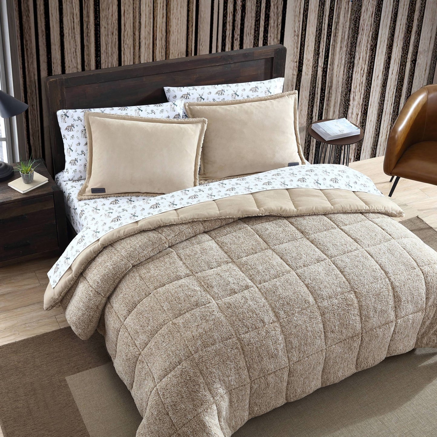 Ensemble couette et taie d'oreiller texturés en faux suède Eddie Bauer Sherwood