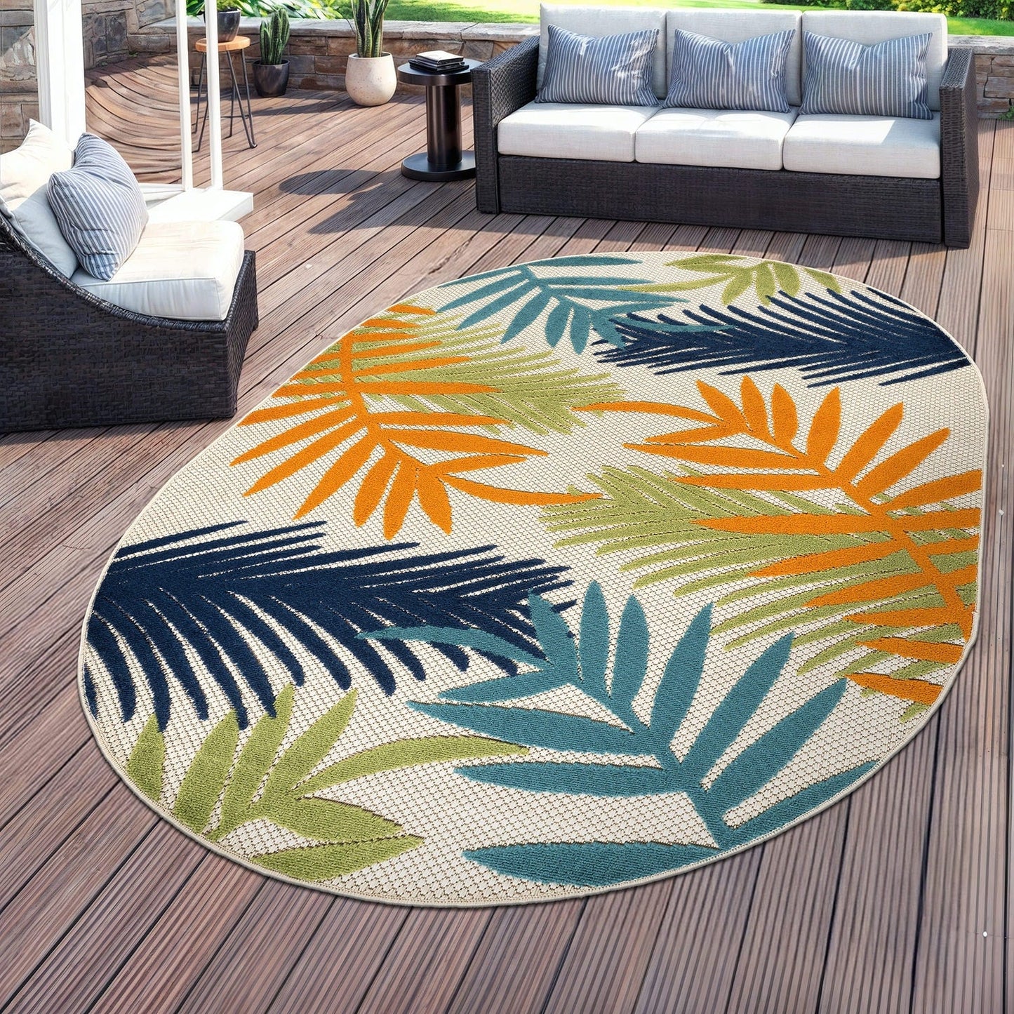 Tapis d'intérieur/extérieur en feuilles de palmier Evora