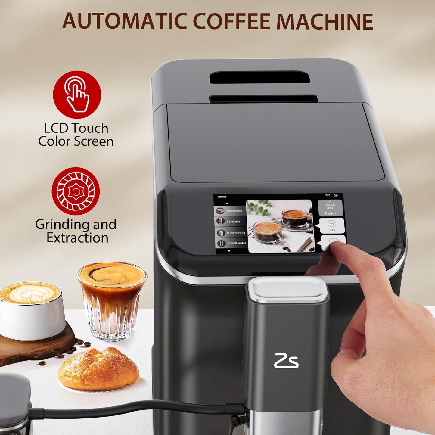Machine à expresso entièrement automatique avec mousseur à lait automatique