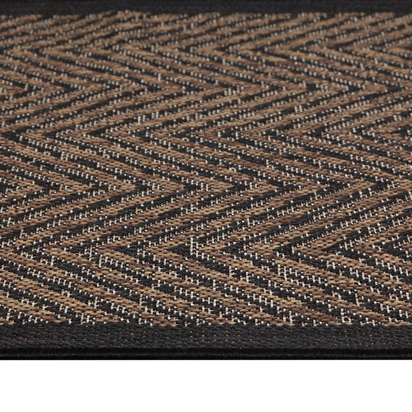 Tapis d'intérieur/extérieur texturé à chevrons naturel/noir Madison Park Hurley