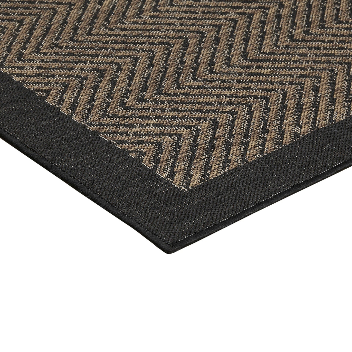 Tapis d'intérieur/extérieur texturé à chevrons naturel/noir Madison Park Hurley