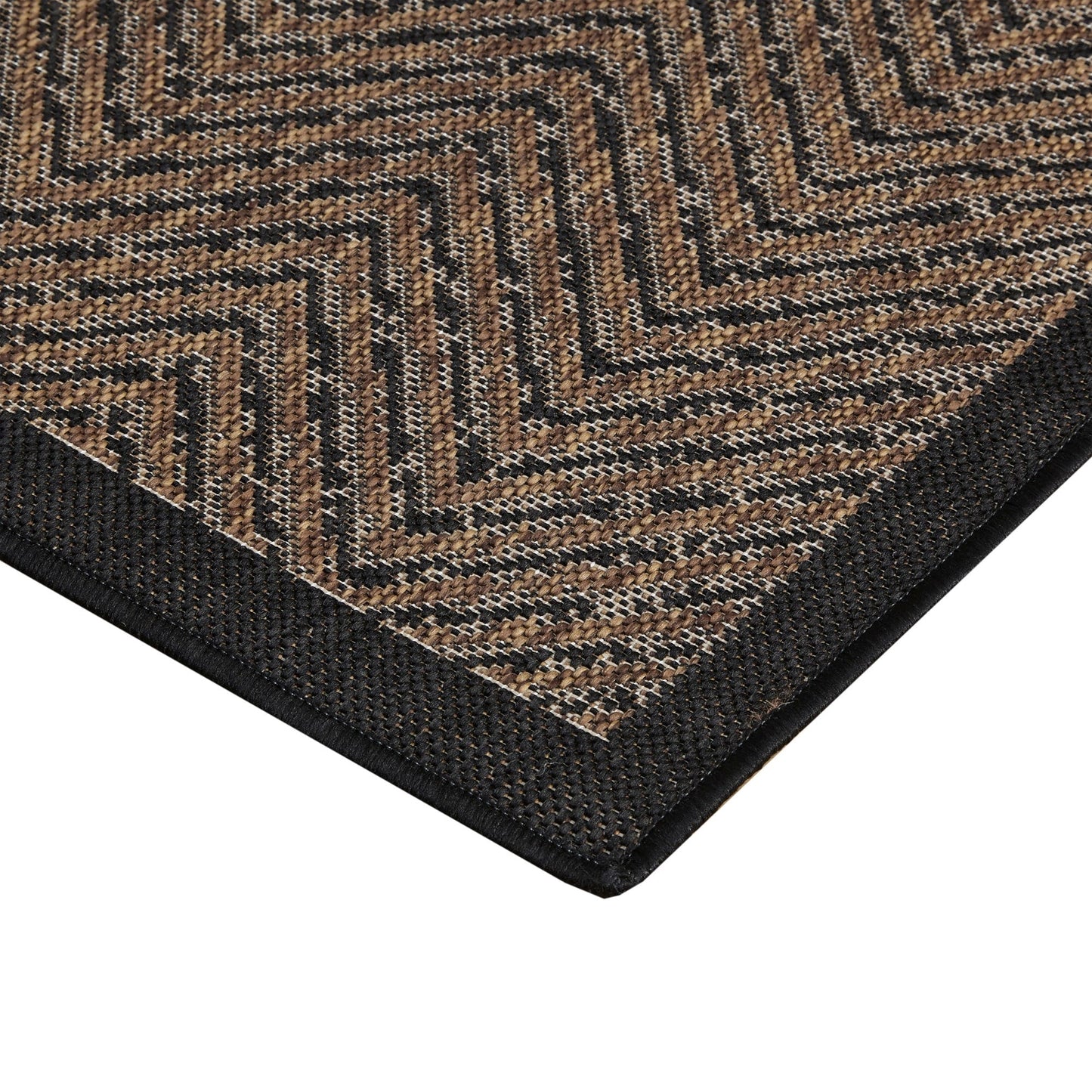 Tapis d'intérieur/extérieur texturé à chevrons naturel/noir Madison Park Hurley