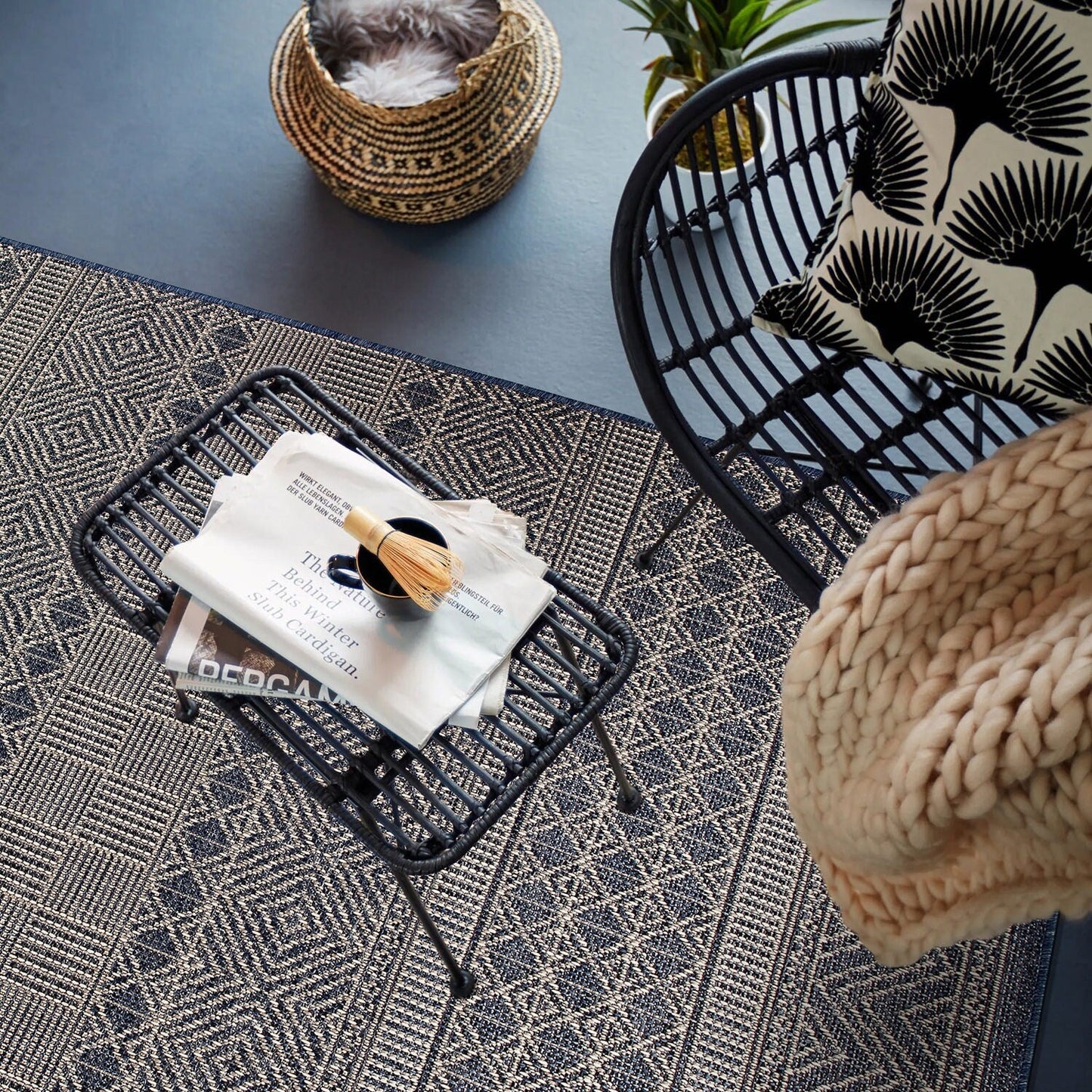 Tapis d'intérieur/extérieur géométrique bohème