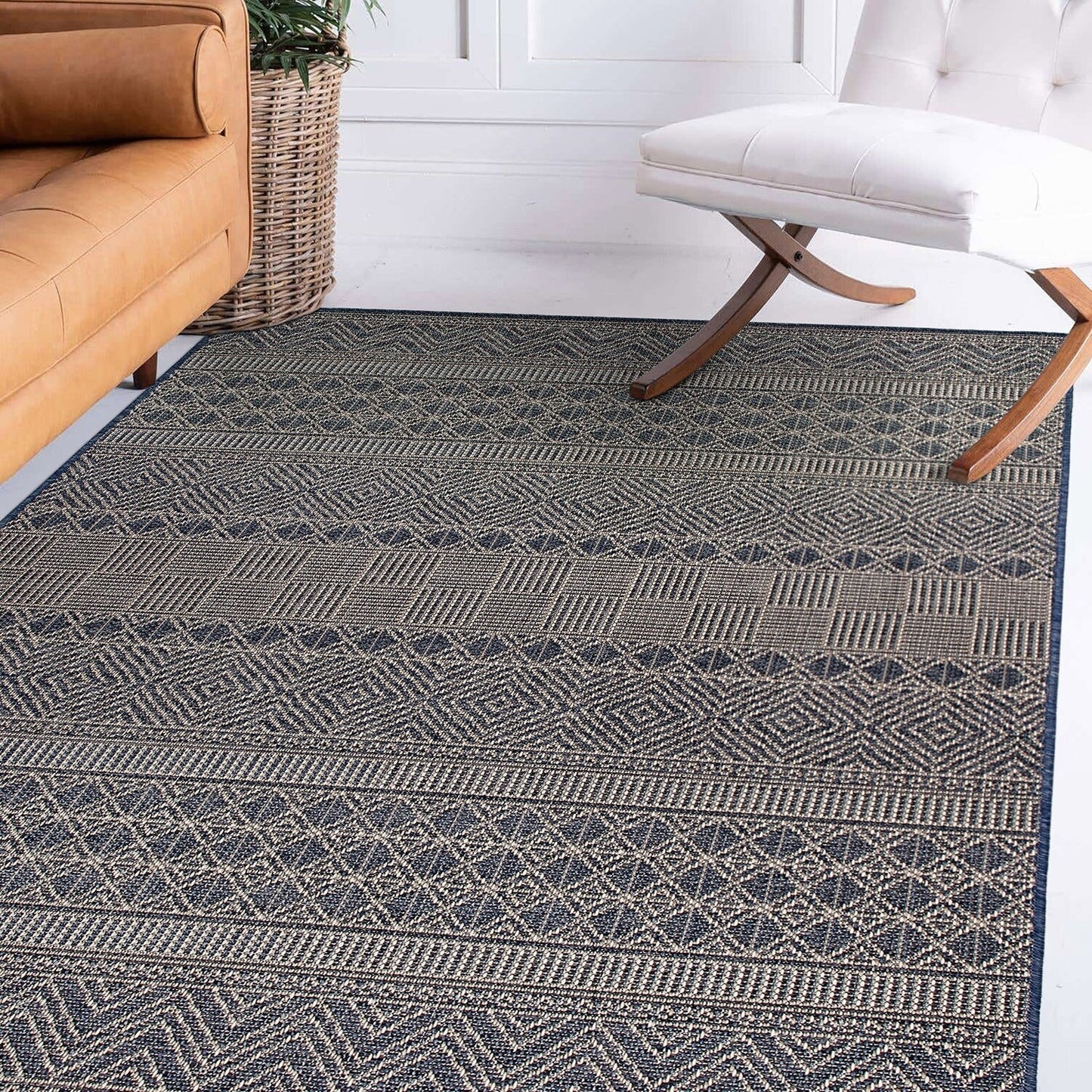 Tapis d'intérieur/extérieur géométrique bohème