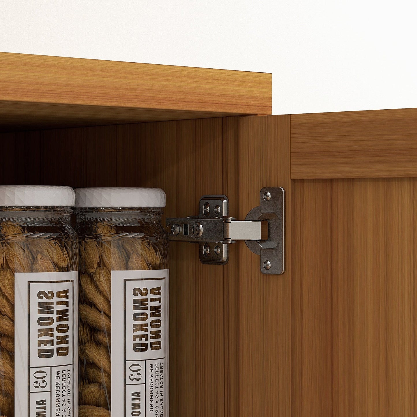 HOMCOM 63 Garde-manger de cuisine 2 portes, meuble de rangement indépendant avec étagères à 5 niveaux et 2 étagères réglables pour salle à manger