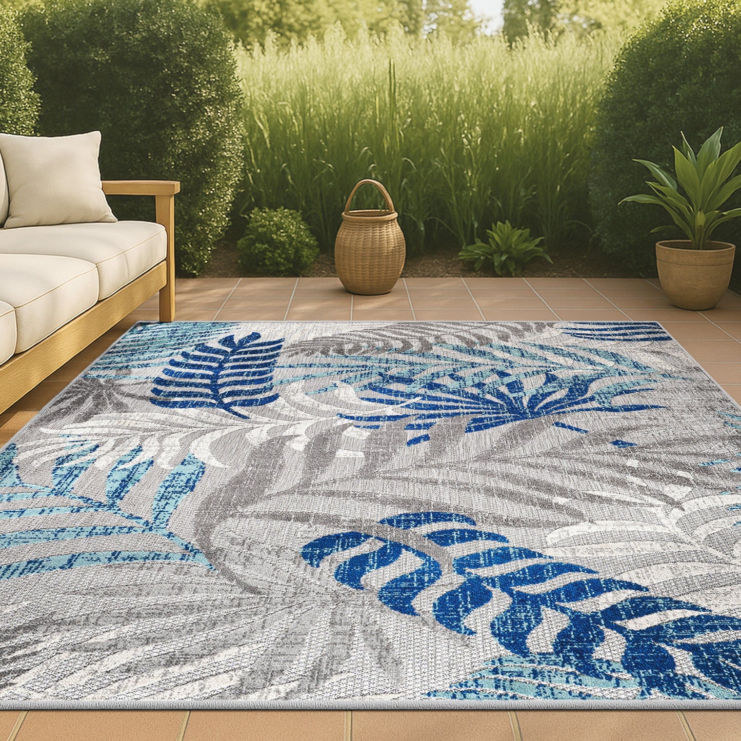 Tapis d'intérieur/extérieur à feuilles de palmier JONATHAN Y Aydin