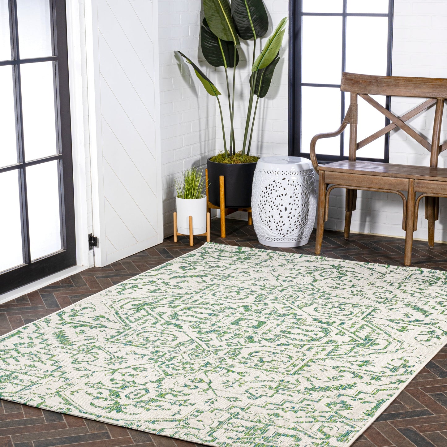 Tapis d'intérieur/extérieur JONATHAN Y Charleston Medallion