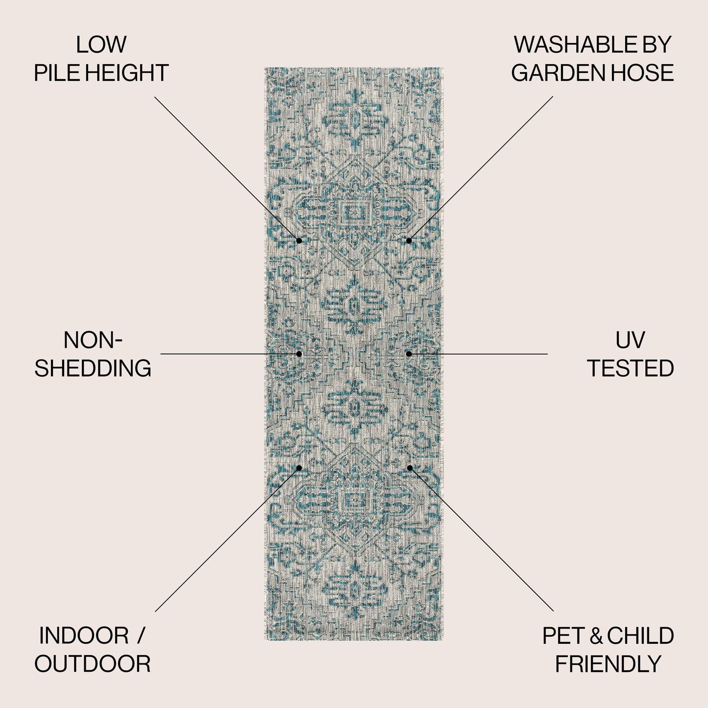 Tapis d'intérieur/extérieur JONATHAN Y Charleston Medallion