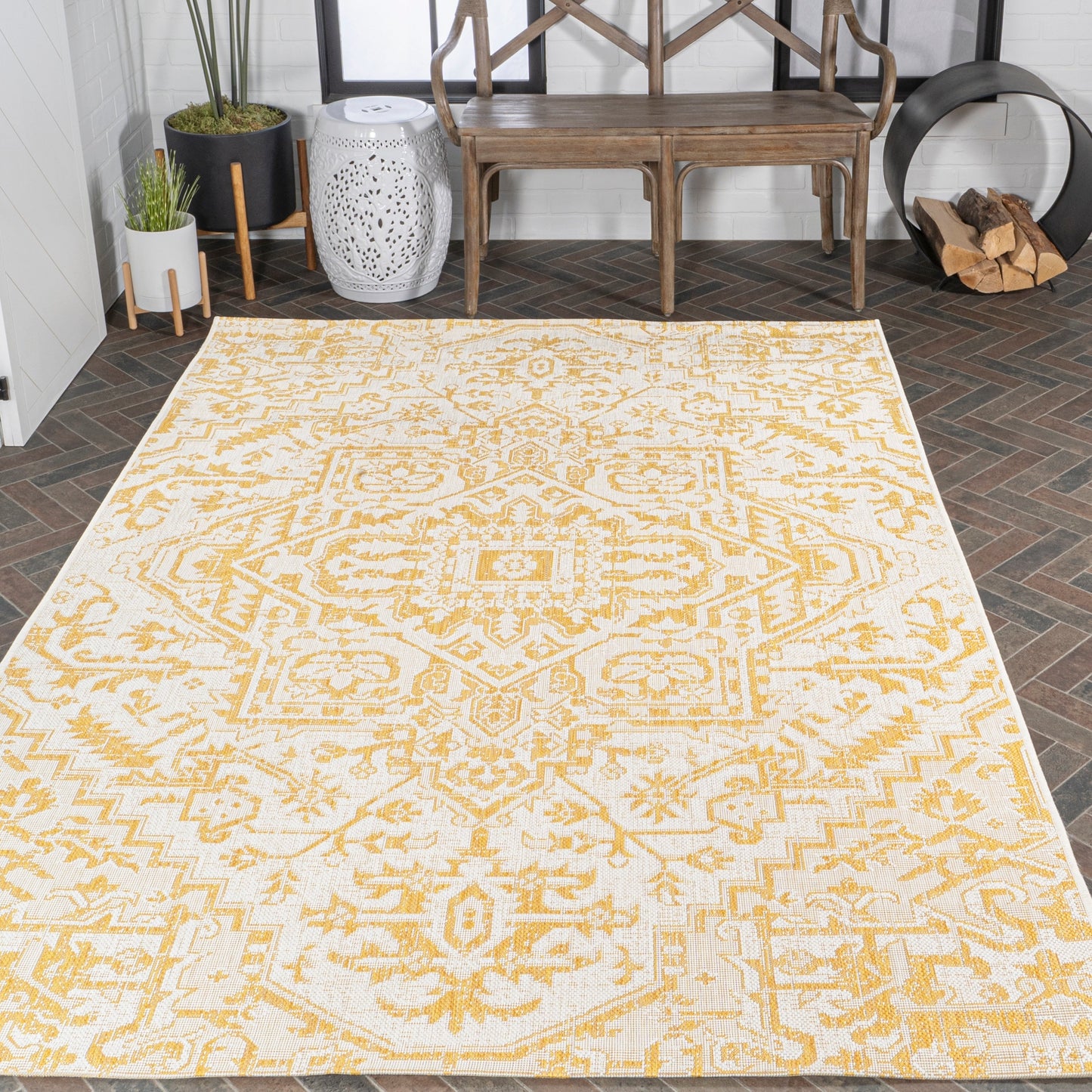 Tapis d'intérieur/extérieur JONATHAN Y Charleston Medallion
