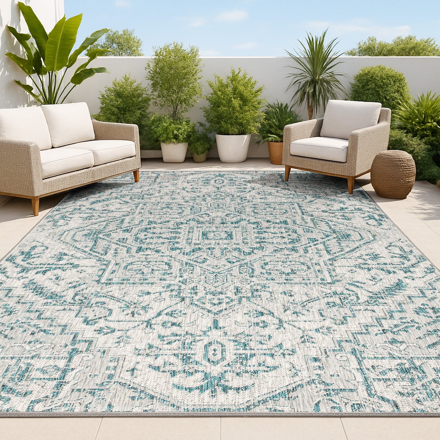 Tapis d'intérieur/extérieur JONATHAN Y Charleston Medallion