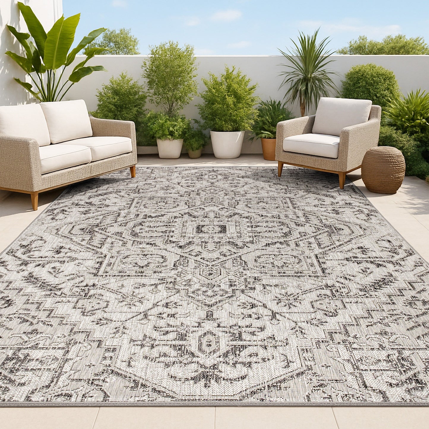 Tapis d'intérieur/extérieur JONATHAN Y Charleston Medallion
