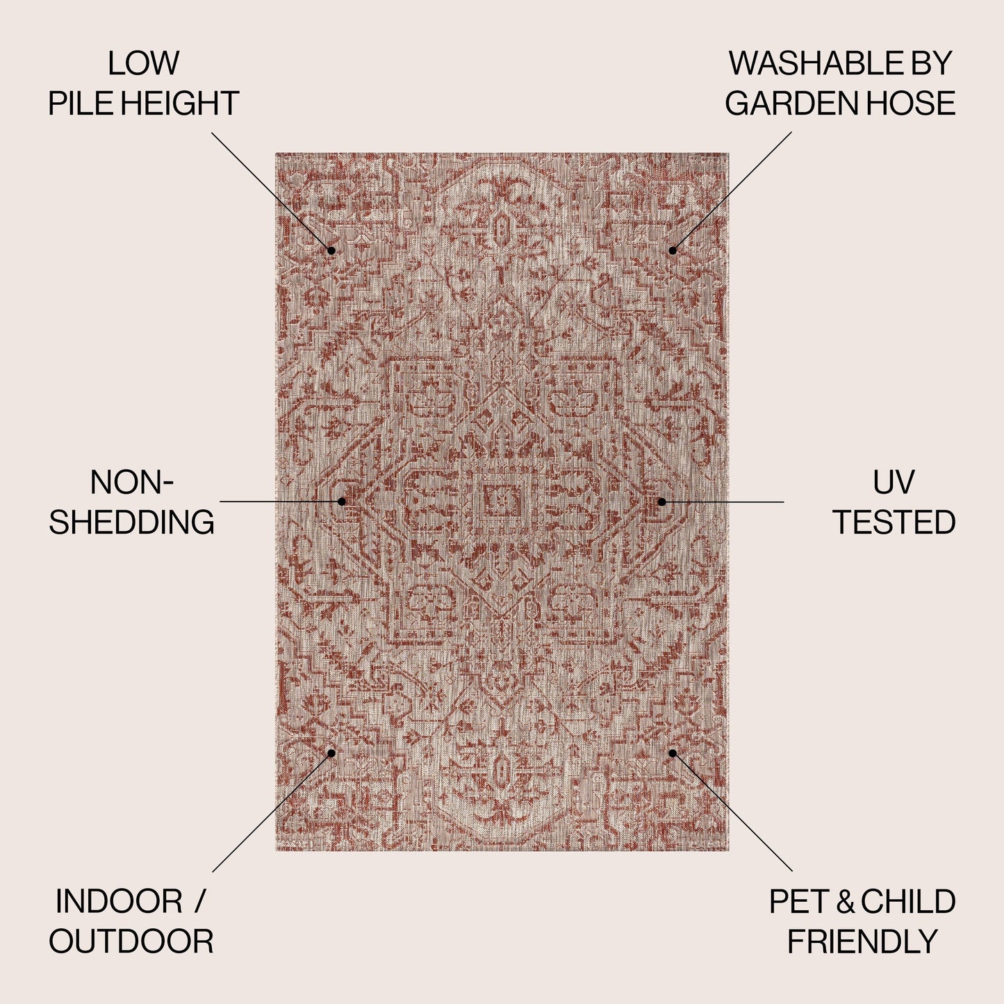 Tapis d'intérieur/extérieur JONATHAN Y Charleston Medallion