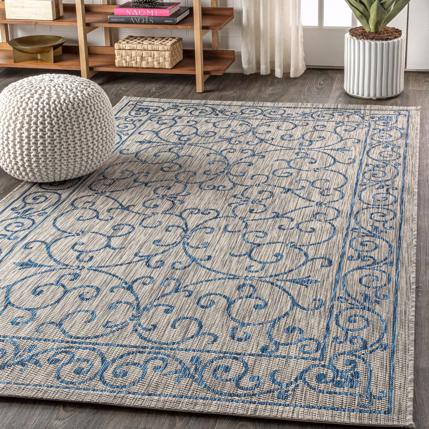 Tapis d'intérieur/extérieur à tissage texturé en filigrane JONATHAN Y