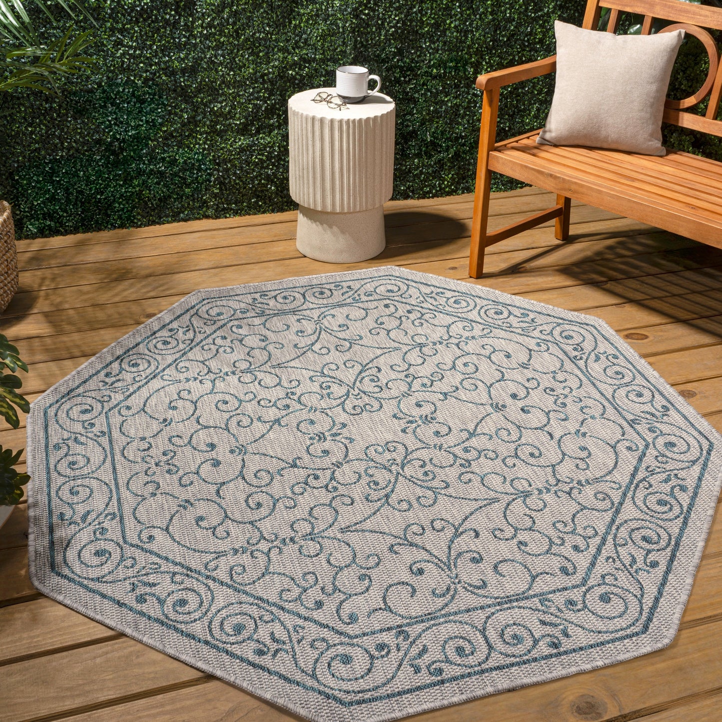 Tapis d'intérieur/extérieur à tissage texturé en filigrane JONATHAN Y