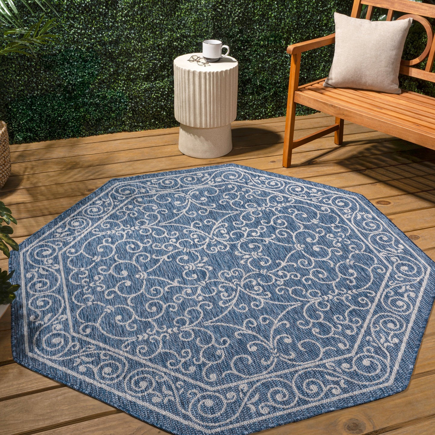 Tapis d'intérieur/extérieur à tissage texturé en filigrane JONATHAN Y