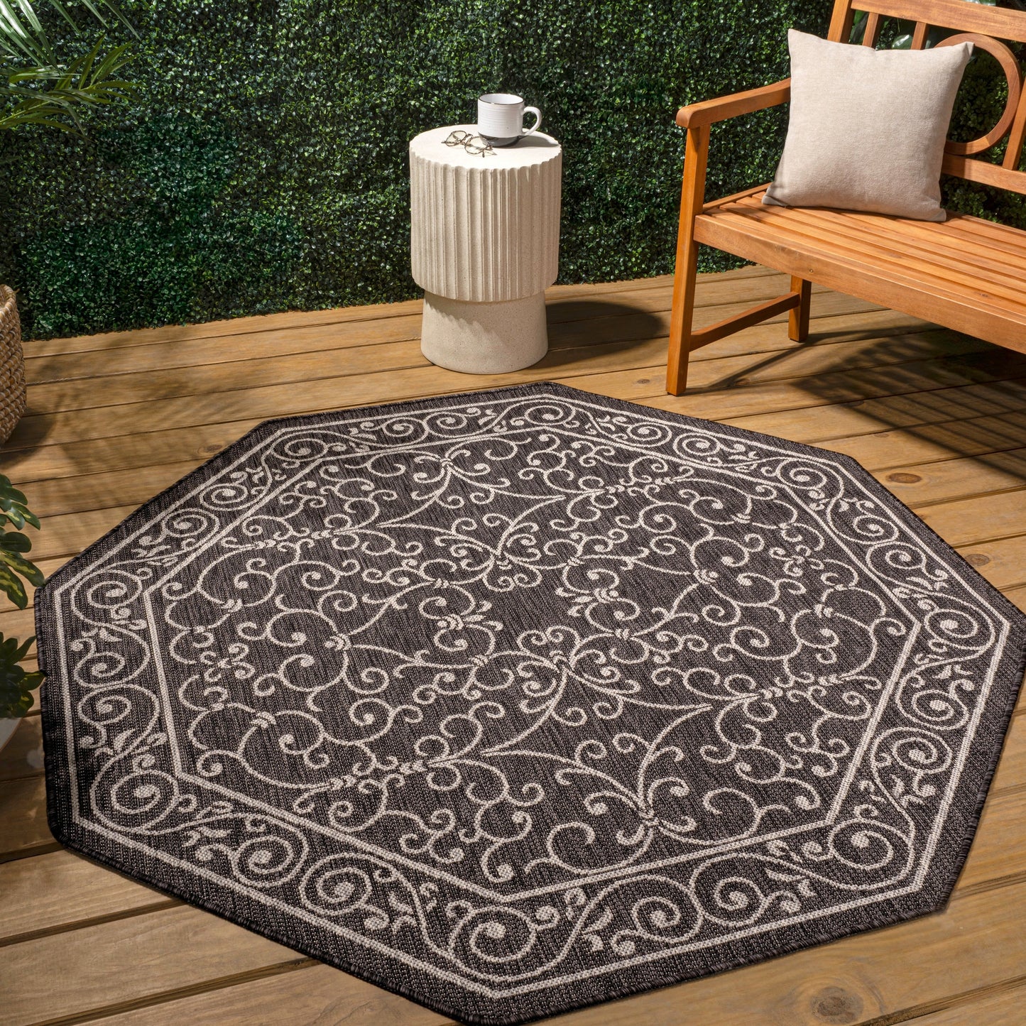 Tapis d'intérieur/extérieur à tissage texturé en filigrane JONATHAN Y