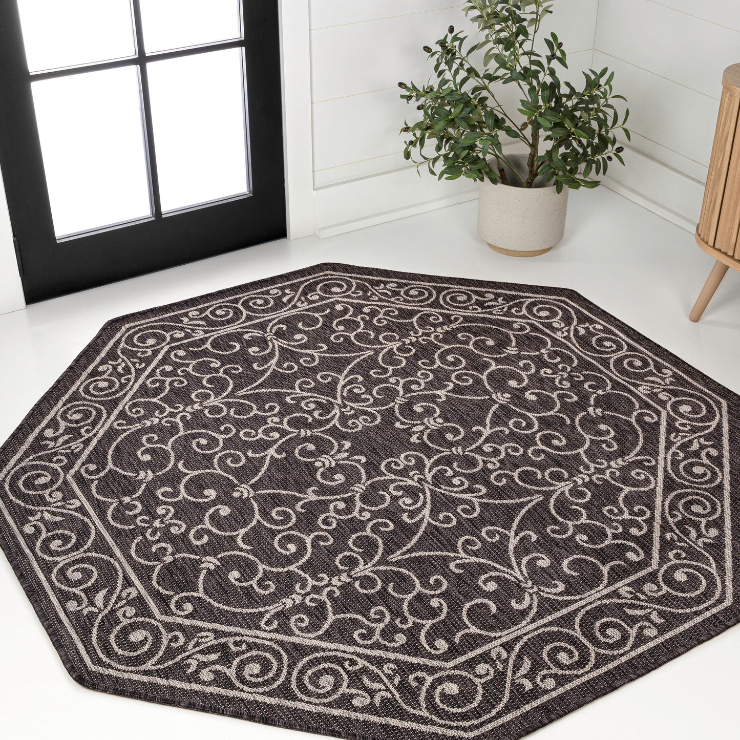 Tapis d'intérieur/extérieur à tissage texturé en filigrane JONATHAN Y